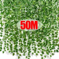Guirxiété de Feuilles de Lierre Artificielles, Fausses Plantes, Décoration Murale Verte Extérieure, Festival, Jardin, Maison, ix, 50 m, 2m 1